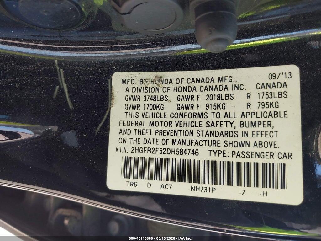 2HGFB2F52DH584746 2013 HONDA CIVIC photo no. 9