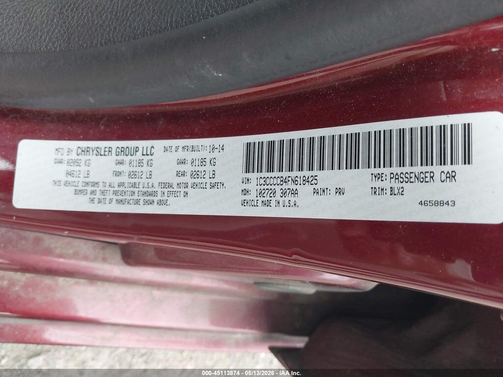 1C3CCCCB4FN618425 2015 CHRYSLER 200 photo no. 9