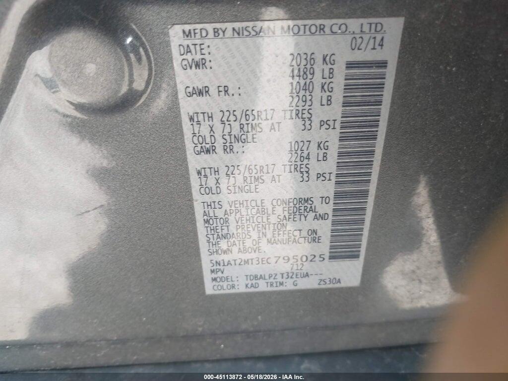 5N1AT2MT3EC795025 2014 NISSAN ROGUE photo no. 9
