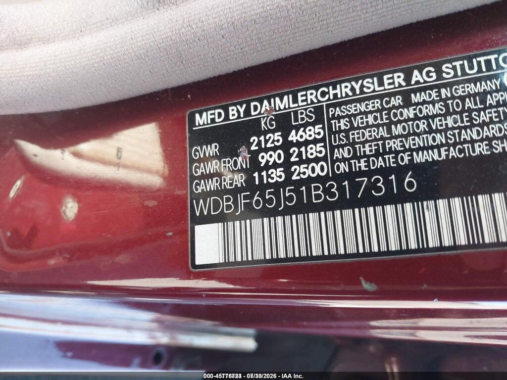 WDBJF65J51B317316 2001 MERCEDES-BENZ E 320 photo no. 9
