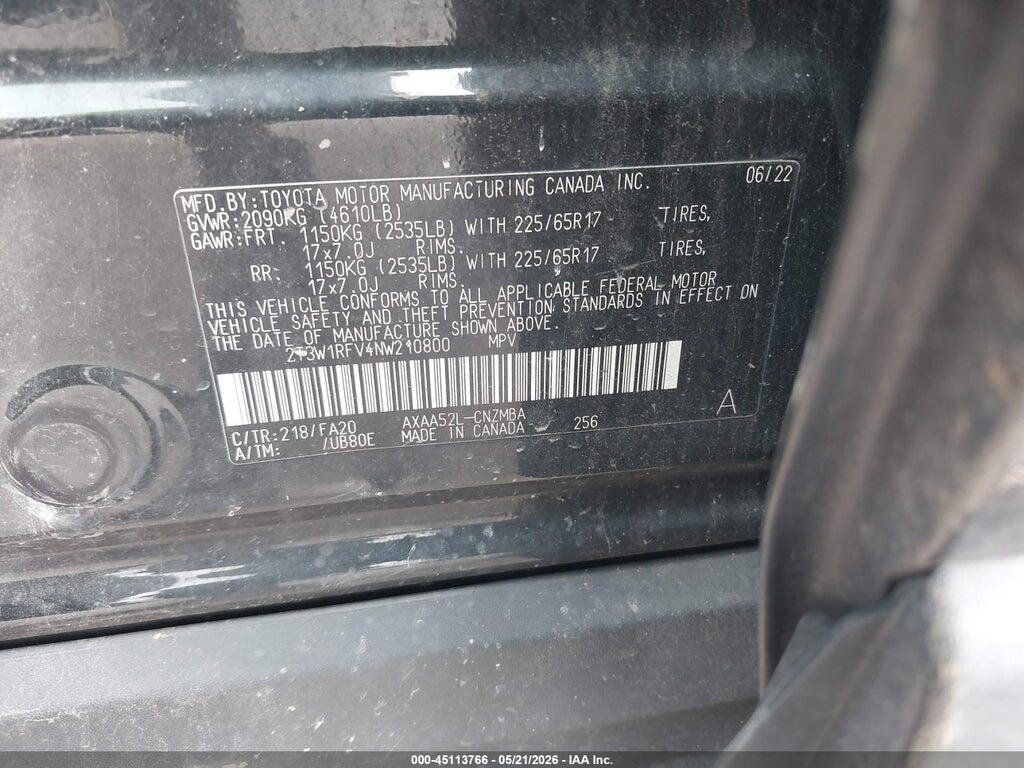 2T3W1RFV4NW210800 2022 TOYOTA RAV4 photo no. 9