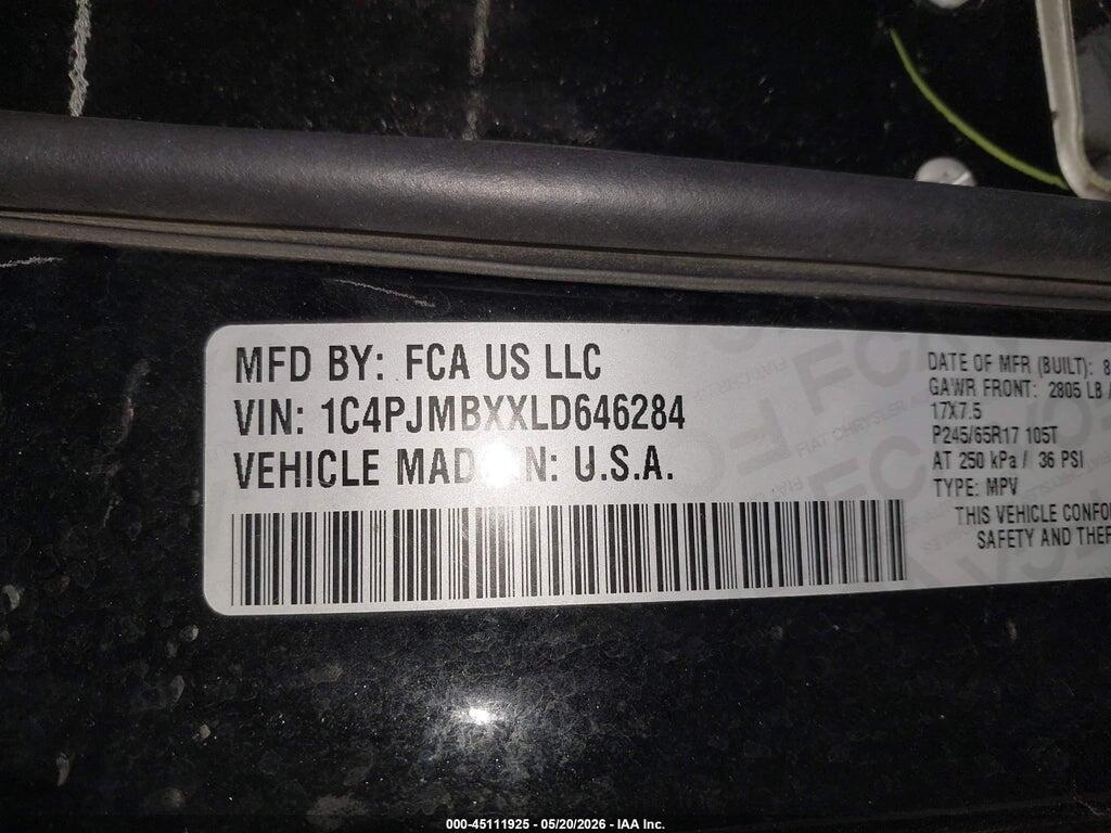 1C4PJMBXXLD646284 2020 JEEP CHEROKEE photo no. 9