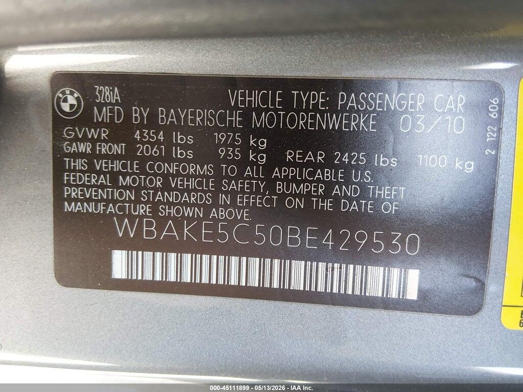 WBAKE5C50BE429530 2011 BMW 328I photo no. 9