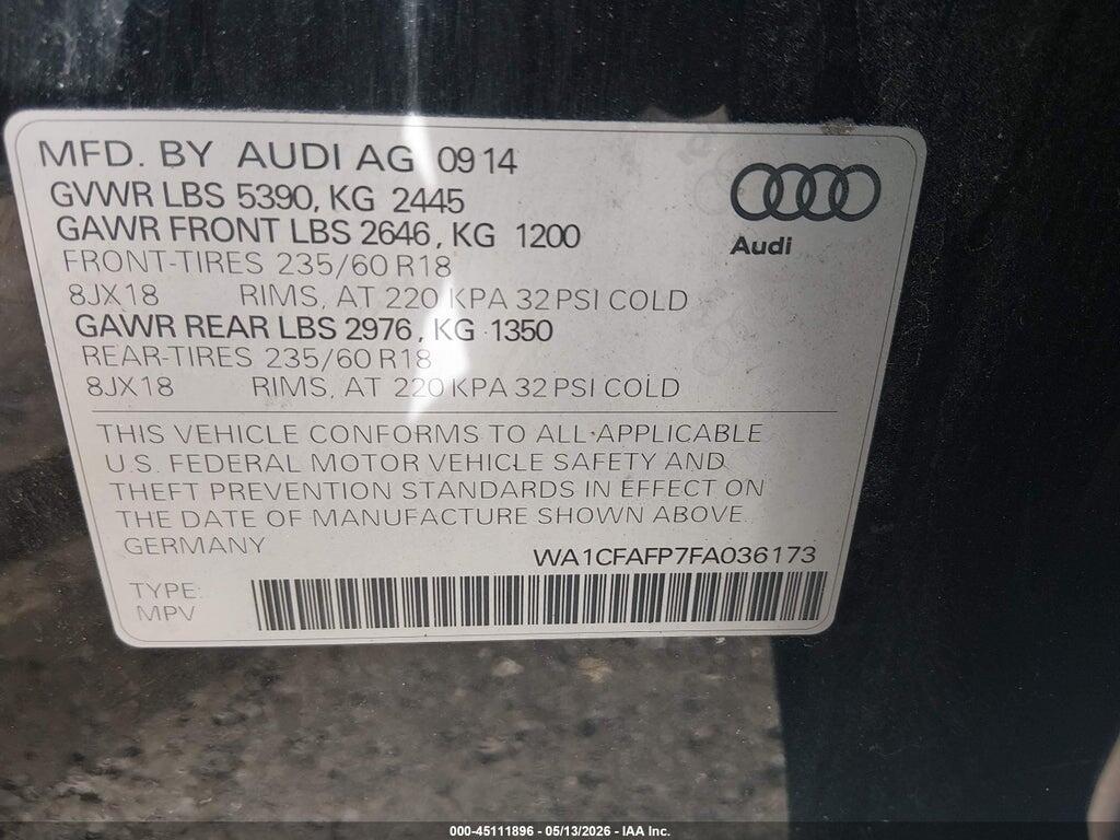 WA1CFAFP7FA036173 2015 AUDI Q5 photo no. 9