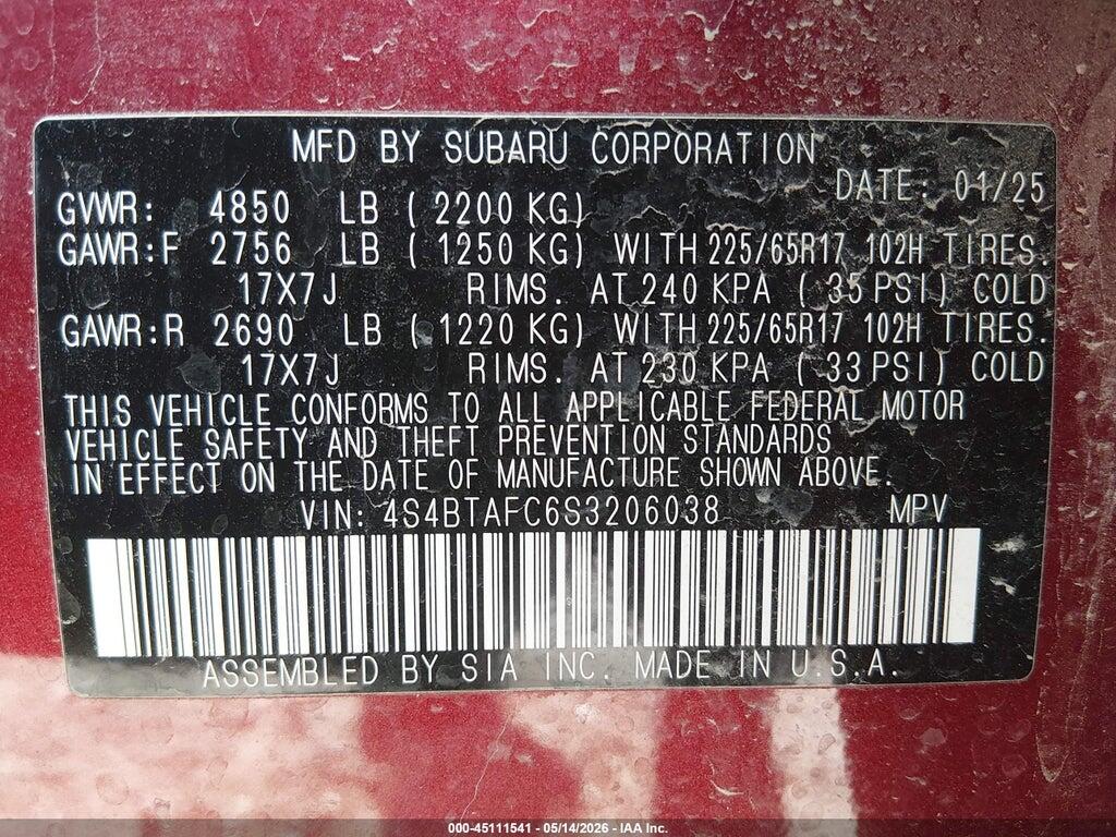4S4BTAFC6S3206038 2025 SUBARU OUTBACK photo no. 9