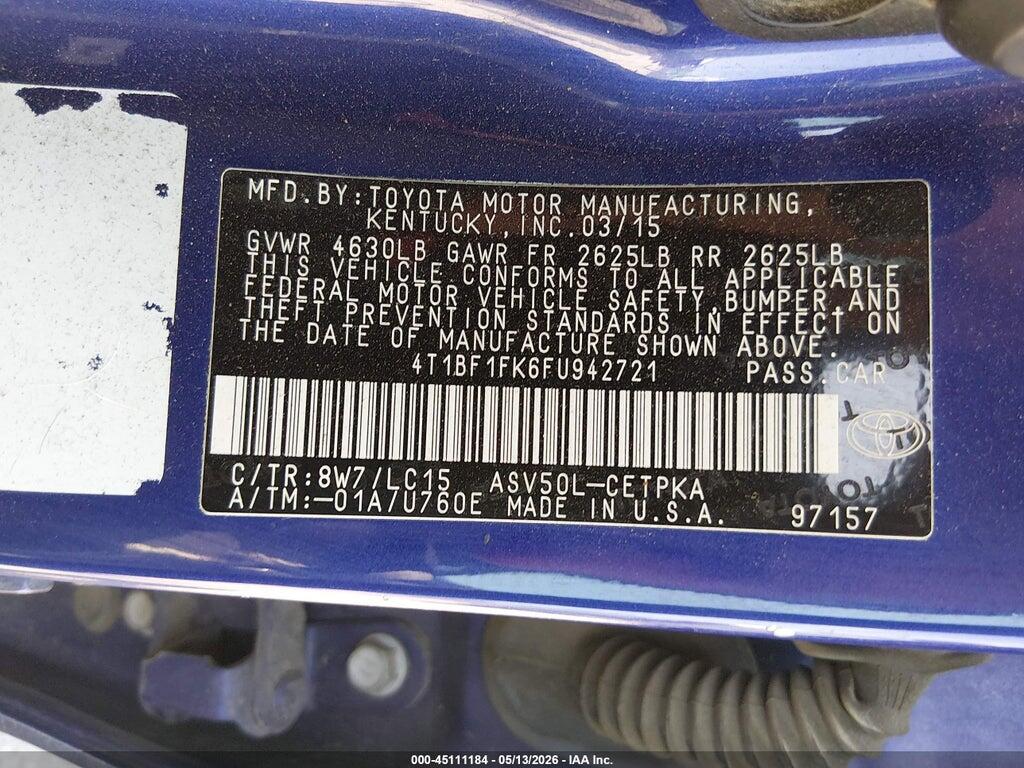 4T1BF1FK6FU942721 2015 TOYOTA CAMRY photo no. 9