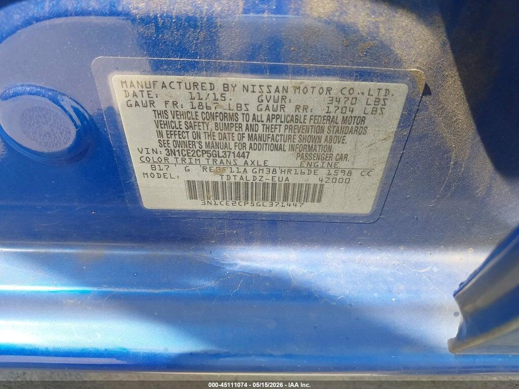 3N1CE2CP5GL371447 2016 NISSAN VERSA NOTE photo no. 9