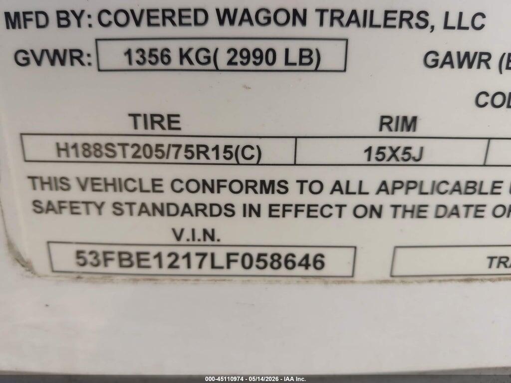 53FBE1217LF058646 2020 COVERED WAGON ENCLOSED TRAILER photo no. 9