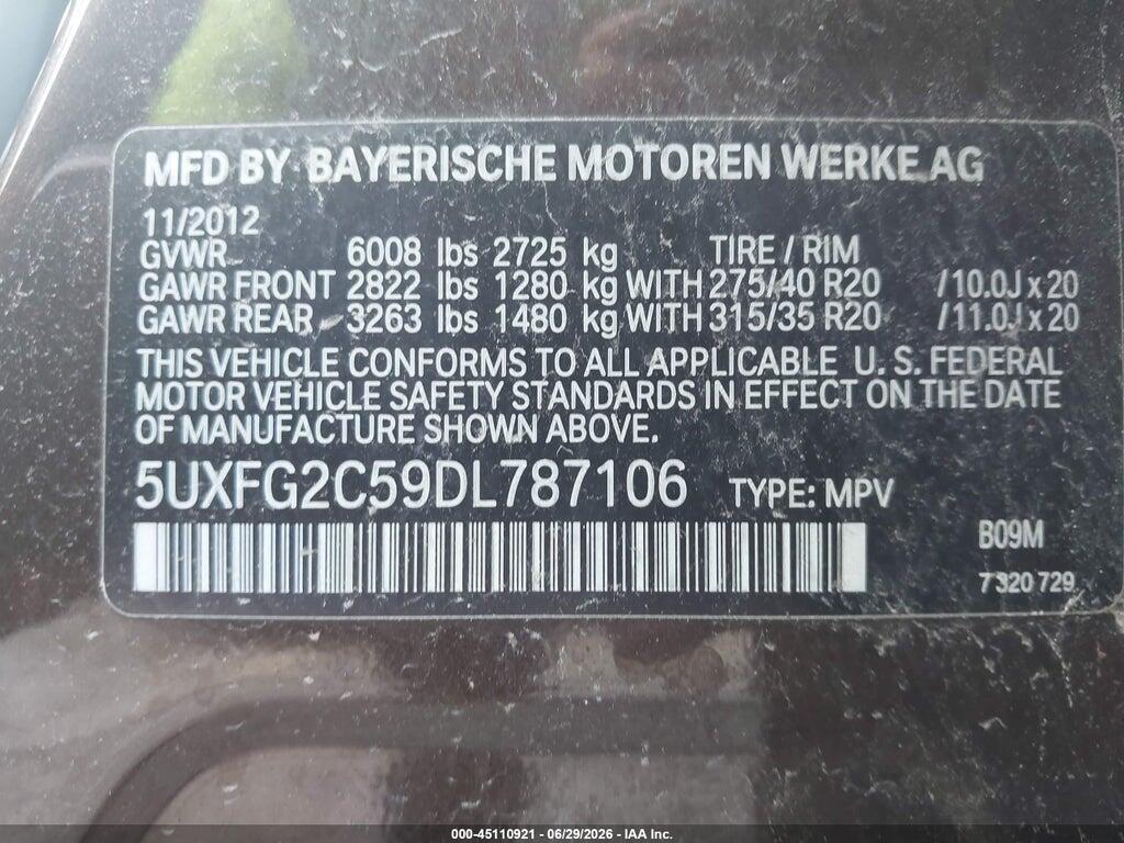 5UXFG2C59DL787106 2013 BMW X6 photo no. 9