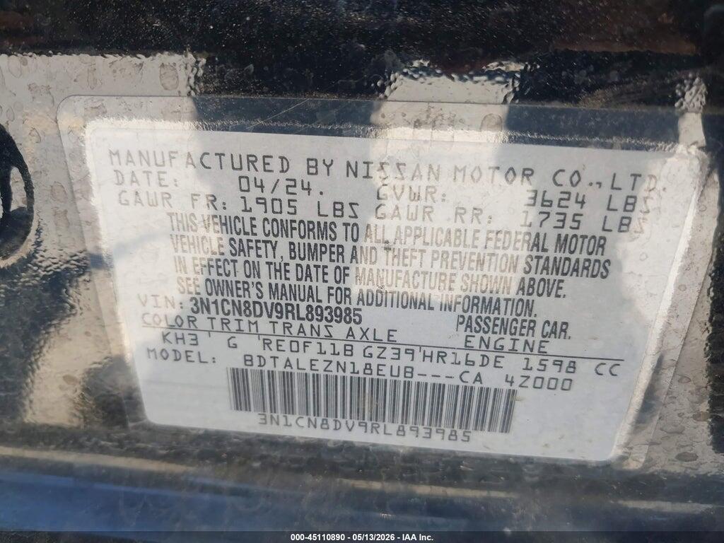 3N1CN8DV9RL893985 2024 NISSAN VERSA photo no. 9