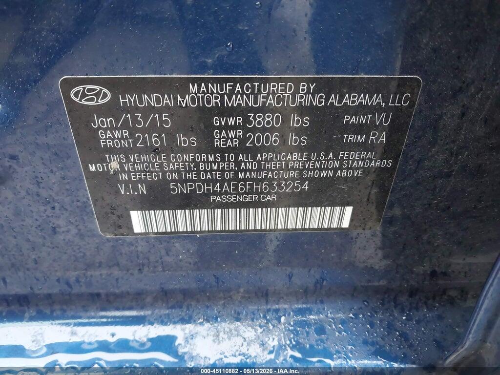 5NPDH4AE6FH633254 2015 HYUNDAI ELANTRA photo no. 9