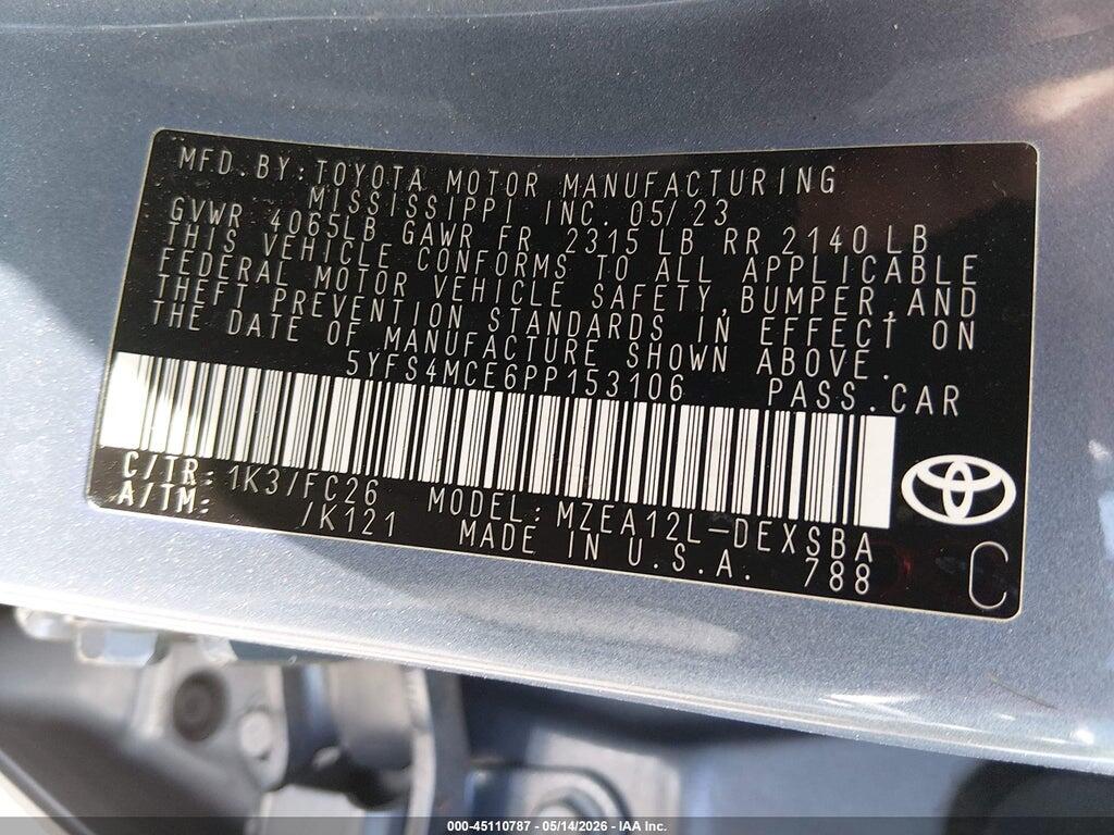 5YFS4MCE6PP153106 2023 TOYOTA COROLLA photo no. 9