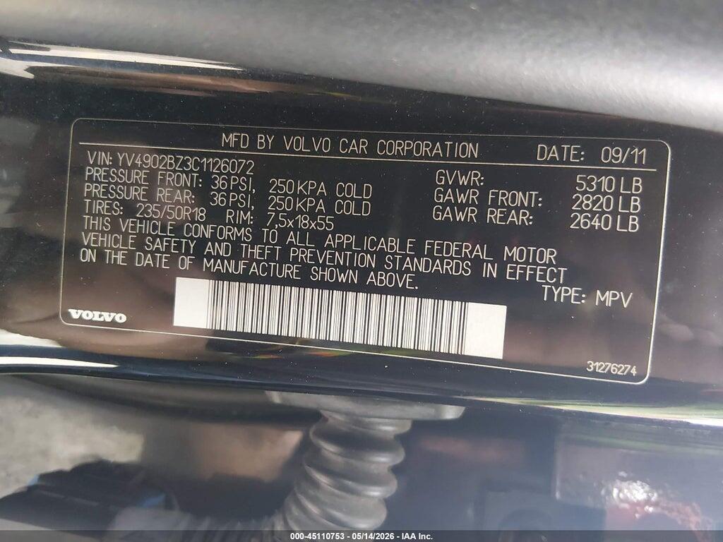 YV4902BZ3C1126072 2012 VOLVO XC70 photo no. 9