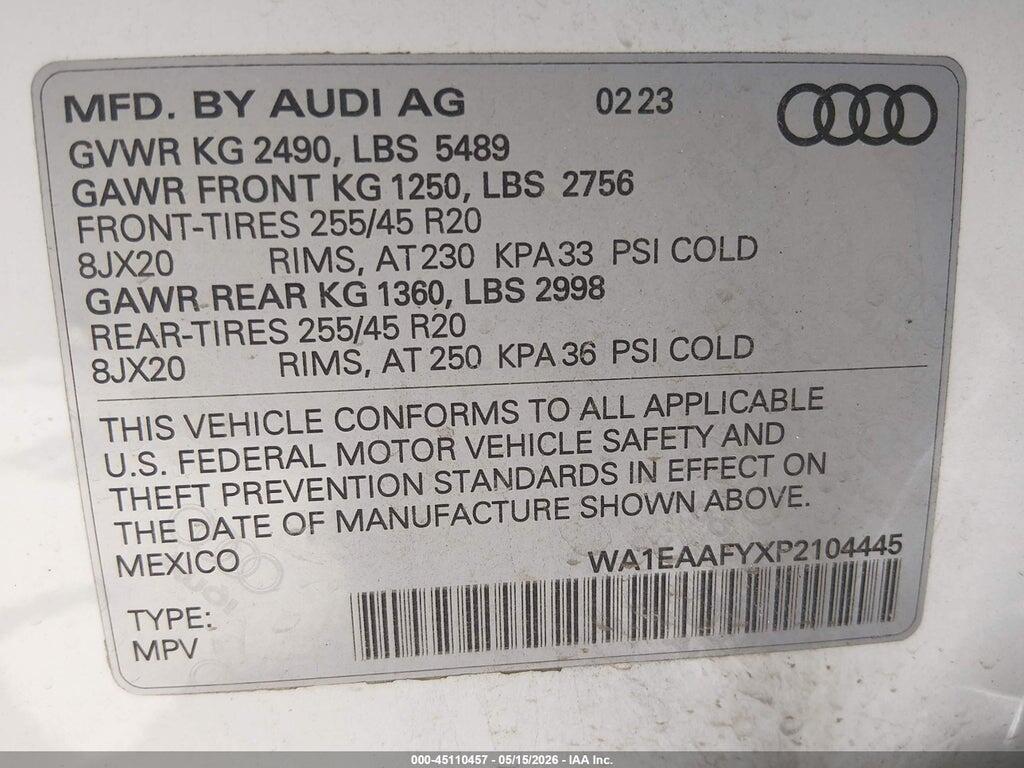 WA1EAAFYXP2104445 2023 AUDI Q5 photo no. 9
