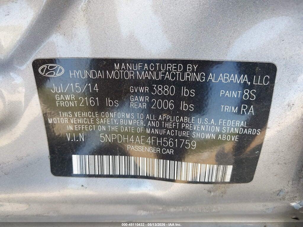 5NPDH4AE4FH561759 2015 HYUNDAI ELANTRA photo no. 9