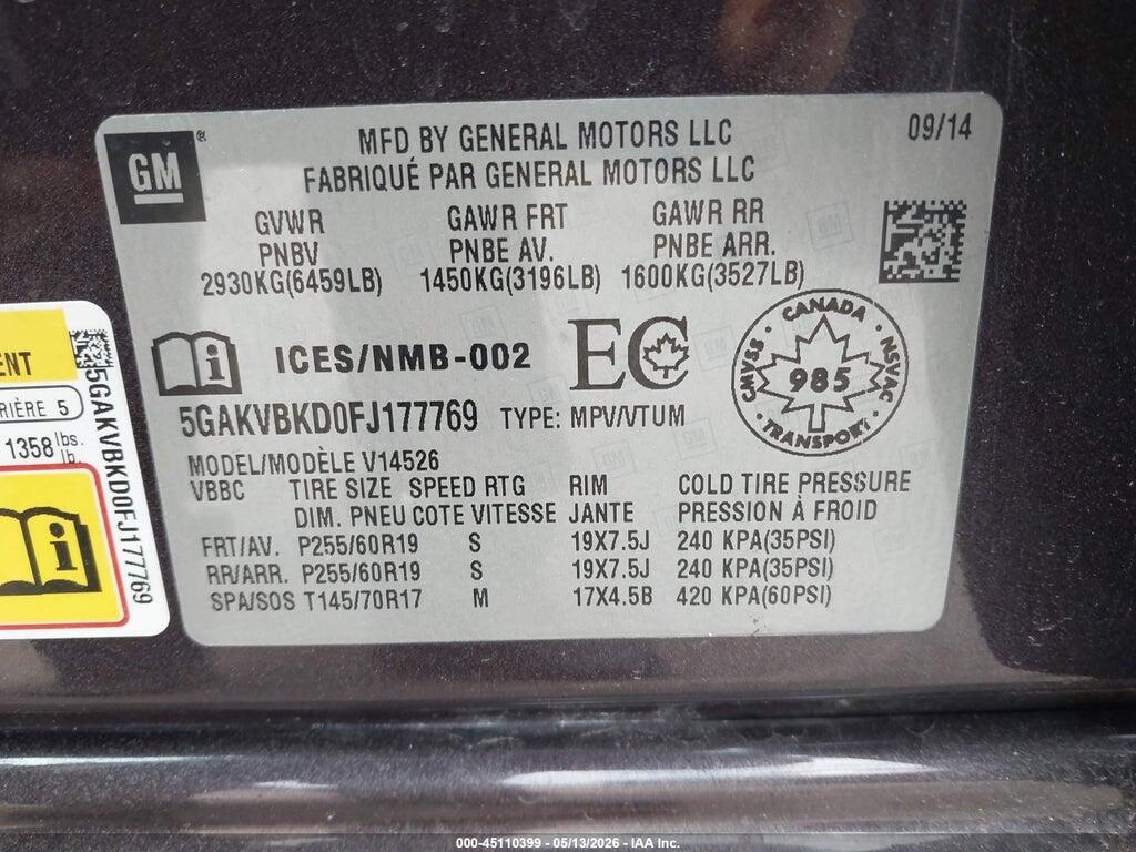 5GAKVBKD0FJ177769 2015 BUICK ENCLAVE photo no. 9