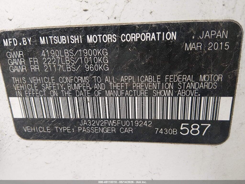 JA32V2FW5FU019242 2015 MITSUBISHI LANCER photo no. 9