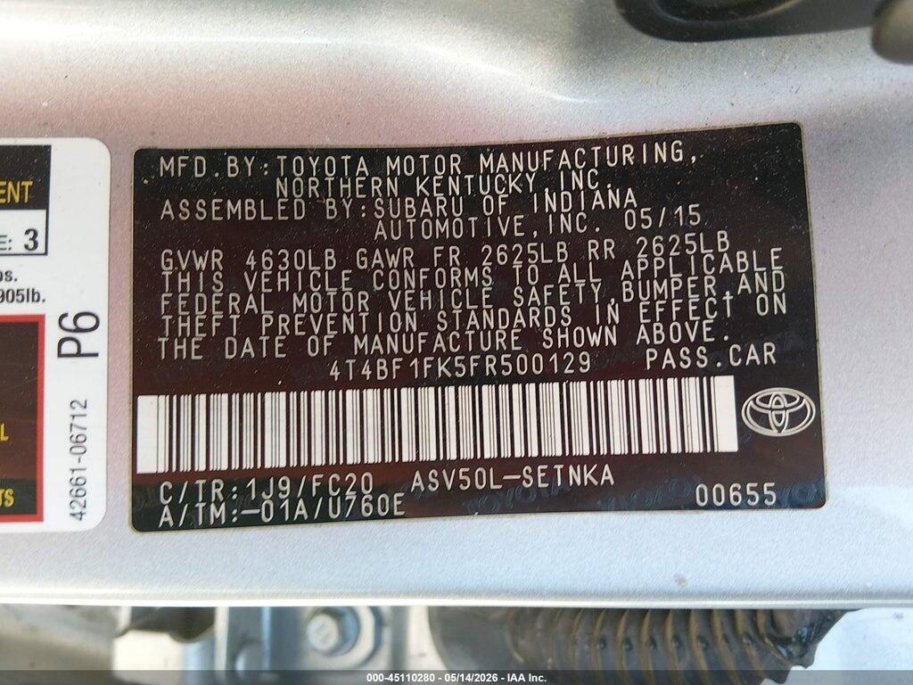 4T4BF1FK5FR500129 2015 TOYOTA CAMRY photo no. 9