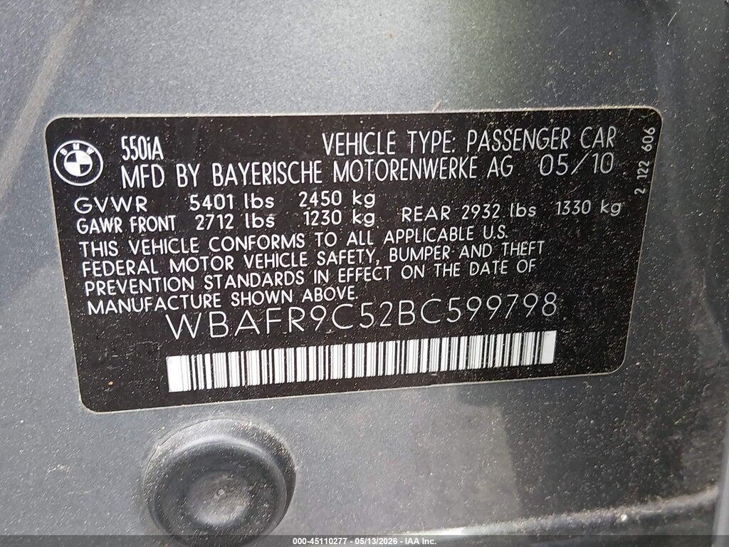 WBAFR9C52BC599798 2011 BMW 550I photo no. 9