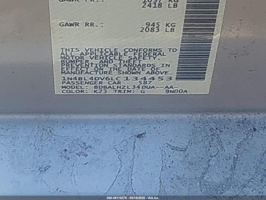 1N4BL4DV6LC134453 2020 NISSAN ALTIMA photo no. 9