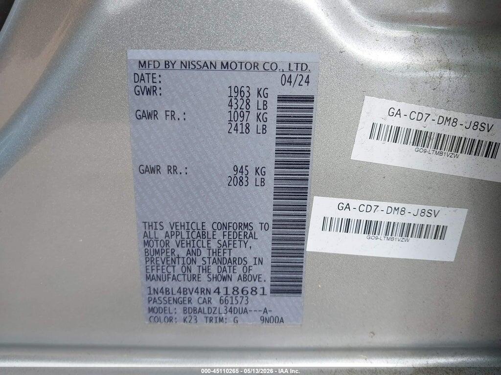 1N4BL4BV4RN418681 2024 NISSAN ALTIMA photo no. 9