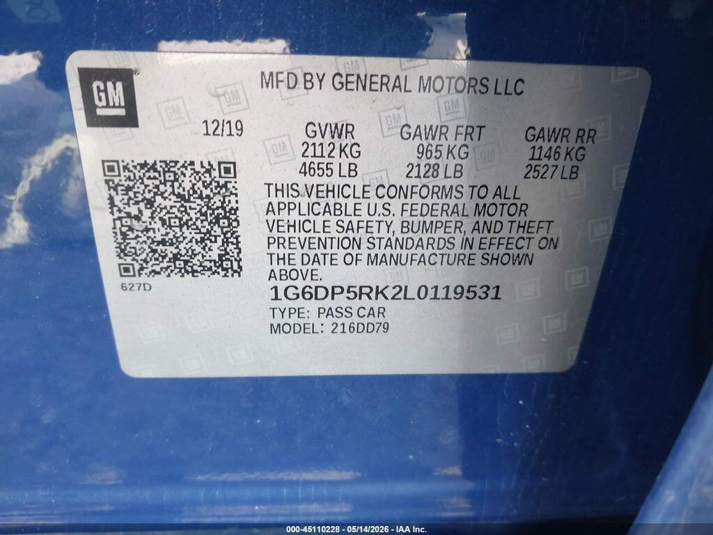1G6DP5RK2L0119531 2020 CADILLAC CT5 photo no. 9