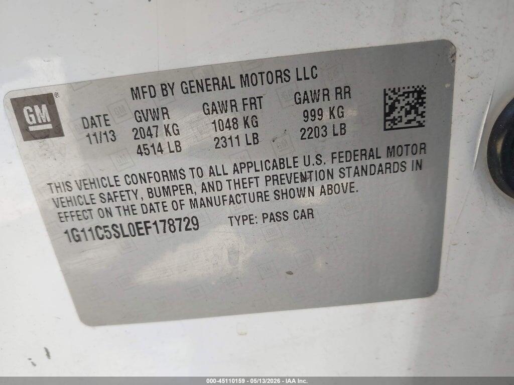 1G11C5SL0EF178729 2014 CHEVROLET MALIBU photo no. 9