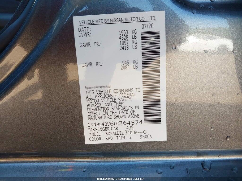1N4BL4BV6LC264574 2020 NISSAN ALTIMA photo no. 9