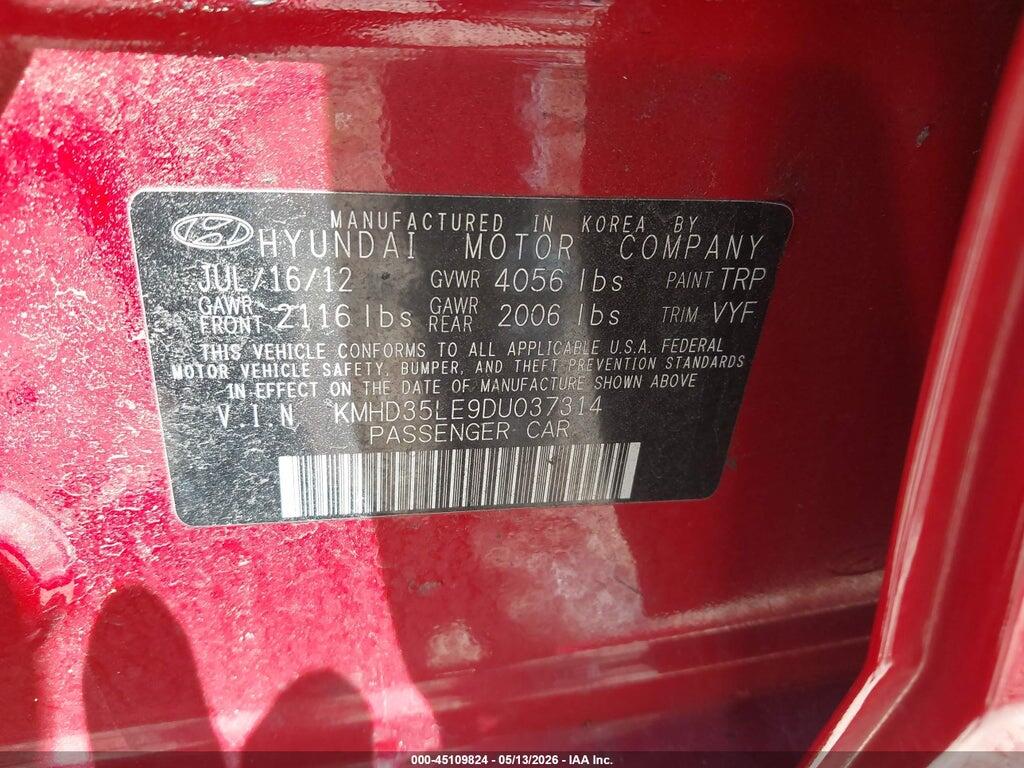 KMHD35LE9DU037314 2013 HYUNDAI ELANTRA GT photo no. 9