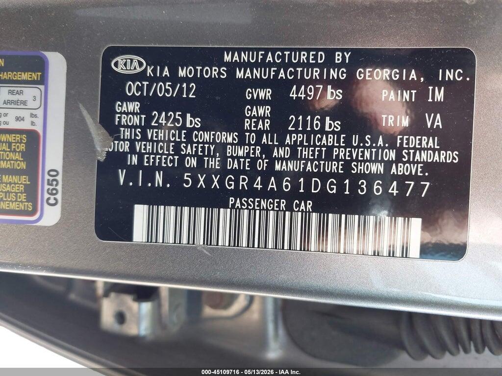 5XXGR4A61DG136477 2013 KIA OPTIMA photo no. 9