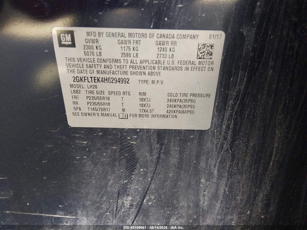 2GKFLTEK4H6294992 2017 GMC TERRAIN photo no. 9