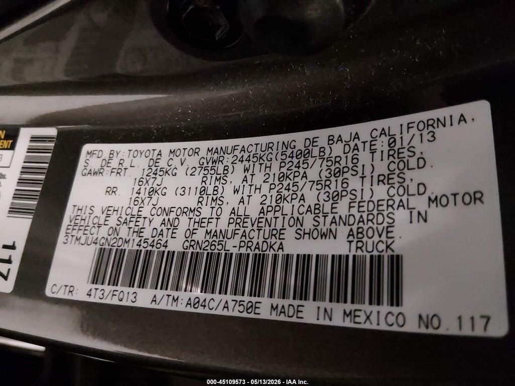 3TMJU4GN2DM145464 2013 TOYOTA TACOMA photo no. 9