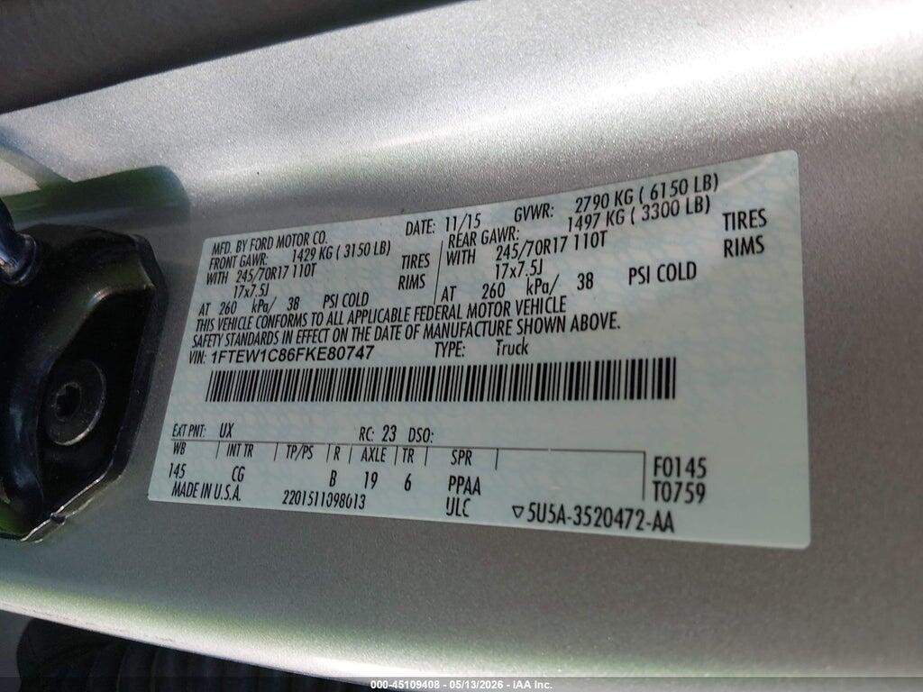 1FTEW1C86FKE80747 2015 FORD F-150 photo no. 9