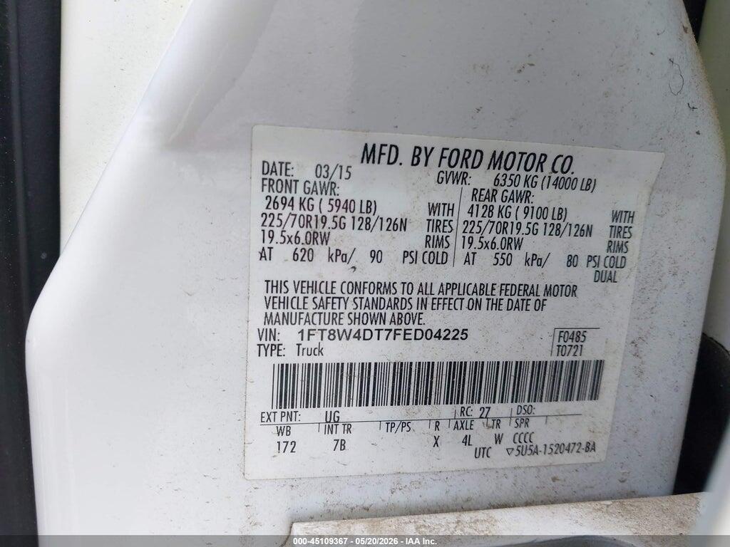 1FT8W4DT7FED04225 2015 FORD F-450 photo no. 9