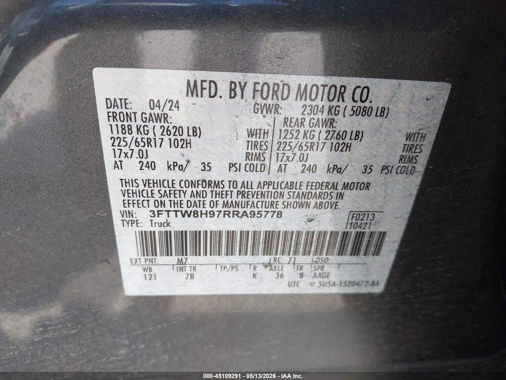 3FTTW8H97RRA95778 2024 FORD MAVERICK photo no. 9