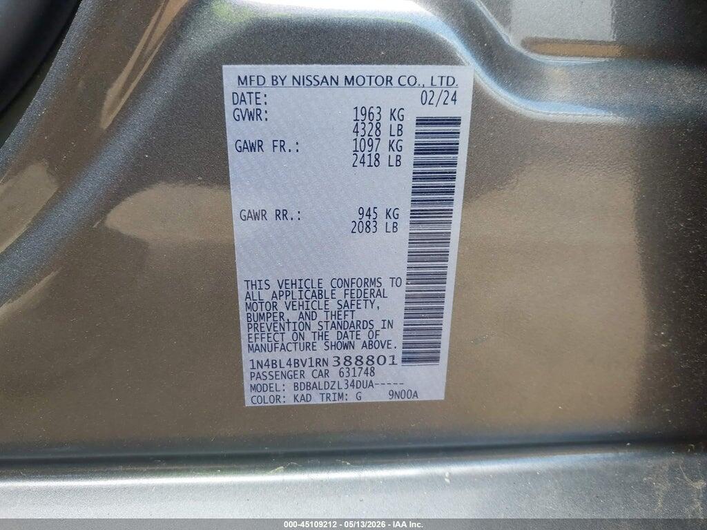 1N4BL4BV1RN388801 2024 NISSAN ALTIMA photo no. 9