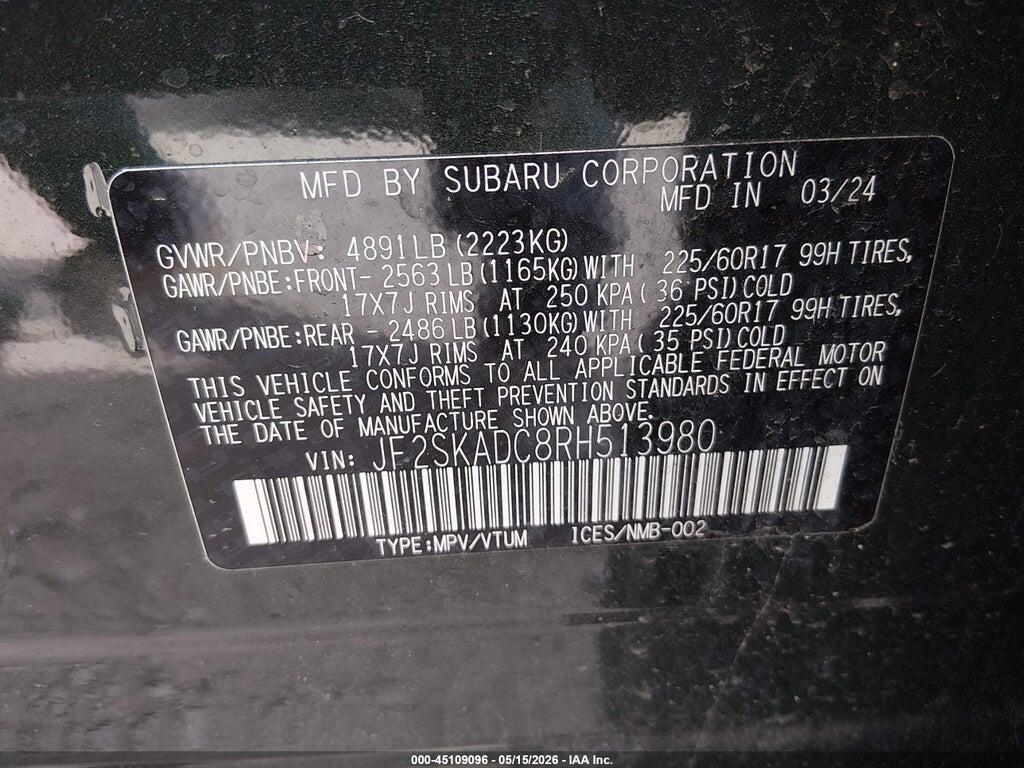 JF2SKADC8RH513980 2024 SUBARU FORESTER photo no. 9