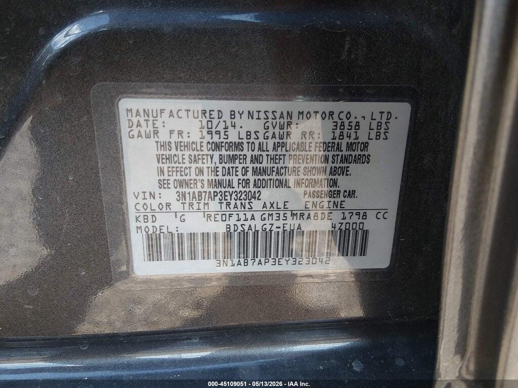3N1AB7AP3EY323042 2014 NISSAN SENTRA photo no. 9