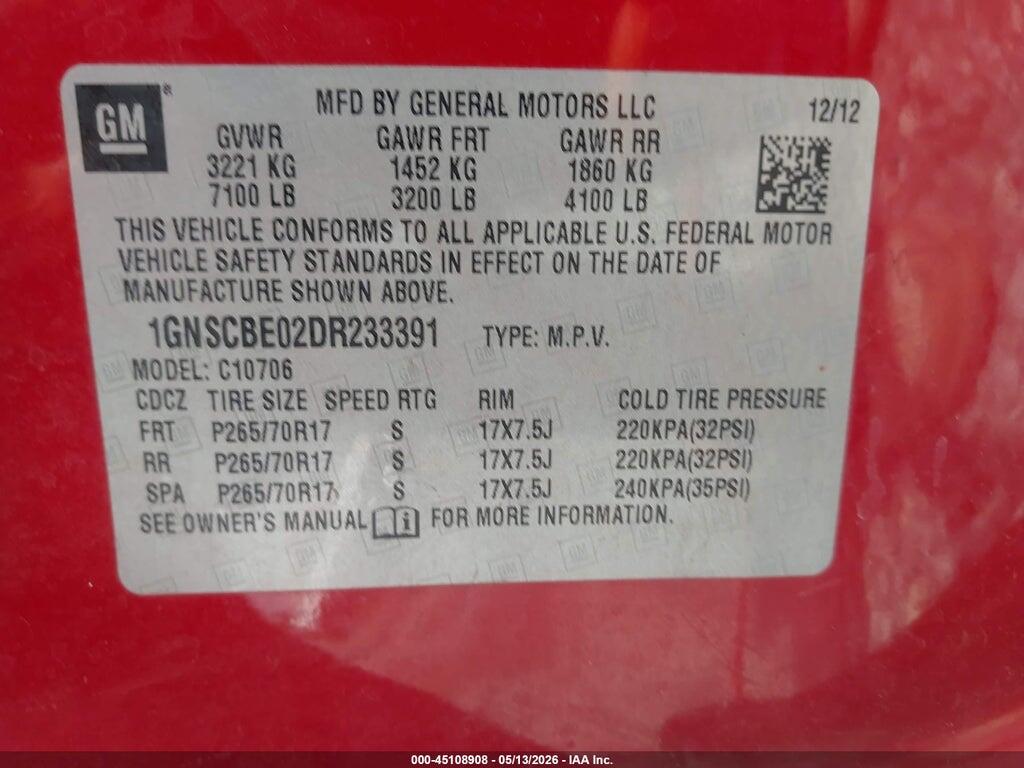 1GNSCBE02DR233391 2013 CHEVROLET TAHOE photo no. 9
