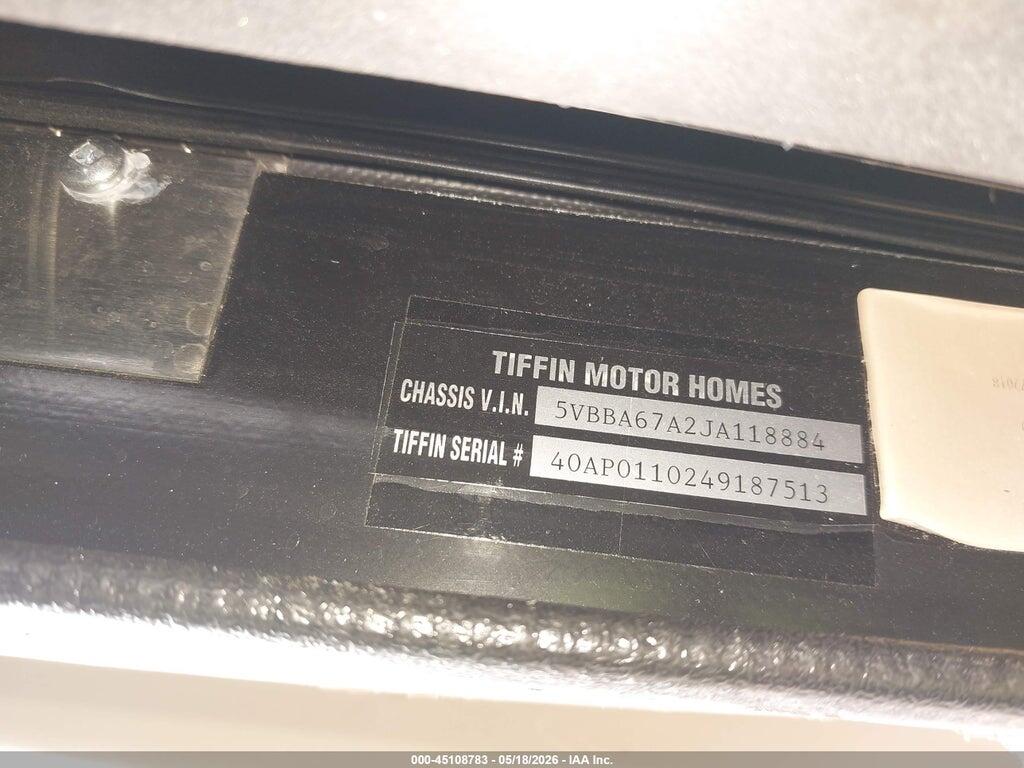5VBBA67A2JA118884 2018 TIFFIN MOTORHOMES INC ALLEGRO BUS photo no. 9