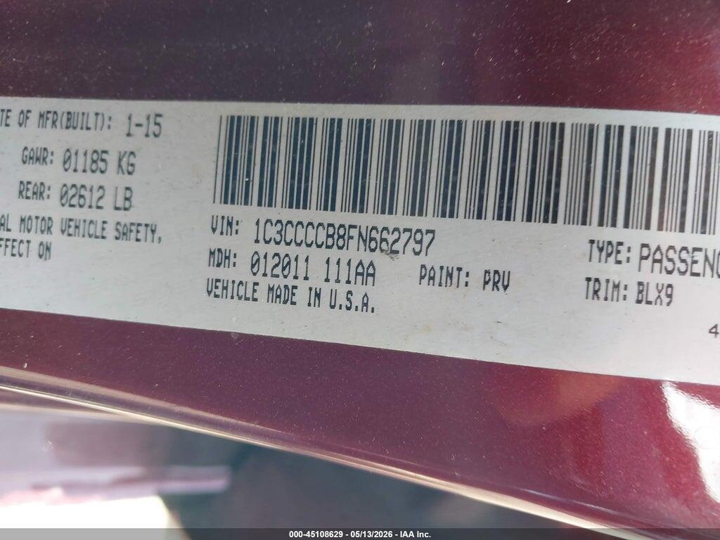 1C3CCCCB8FN662797 2015 CHRYSLER 200 photo no. 9