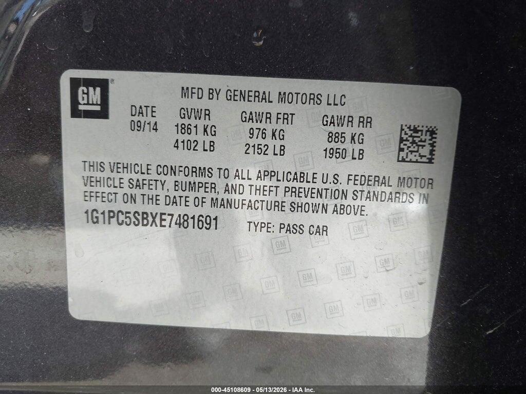 1G1PC5SBXE7481691 2014 CHEVROLET CRUZE photo no. 9
