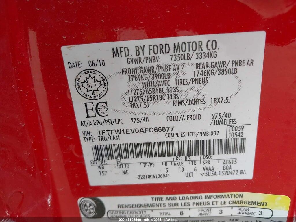 1FTFW1EV0AFC66877 2010 FORD F-150 photo no. 9