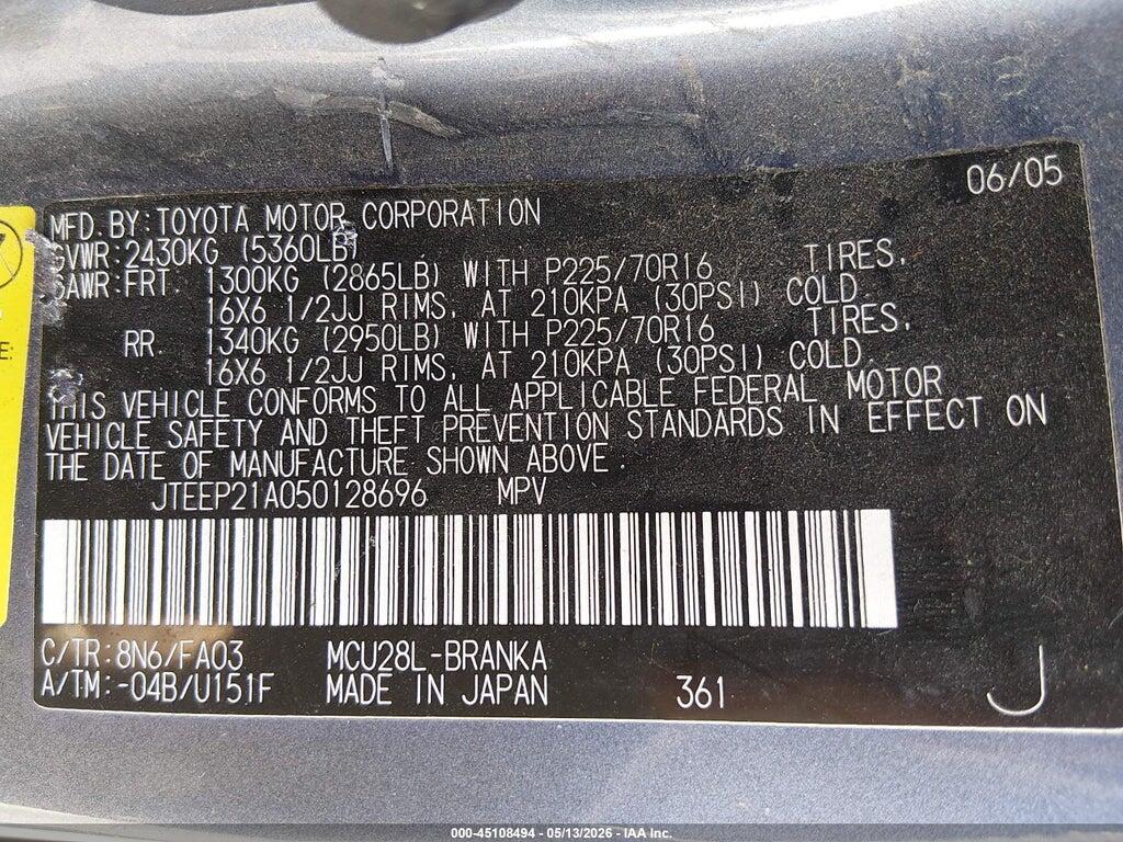 JTEEP21A050128696 2005 TOYOTA HIGHLANDER photo no. 9