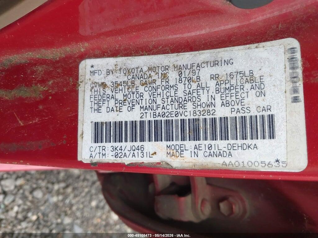 2T1BA02E0VC183282 1997 TOYOTA COROLLA photo no. 9