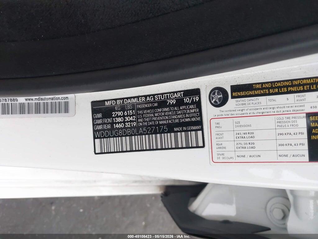 WDDUG8DB0LA527175 2020 MERCEDES-BENZ S 560 photo no. 9