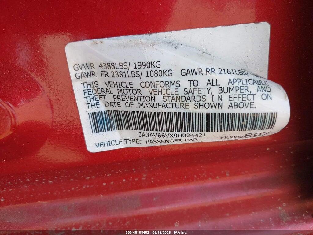 JA3AV66VX9U024421 2009 MITSUBISHI LANCER photo no. 9