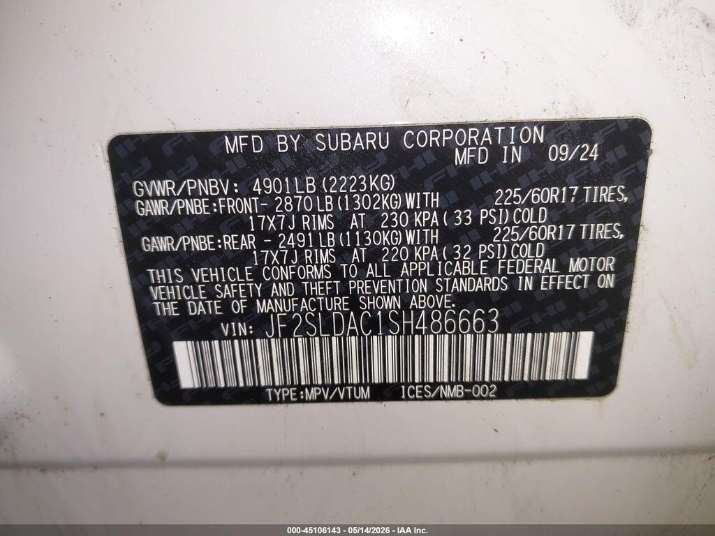 JF2SLDAC1SH486663 2025 SUBARU FORESTER photo no. 9