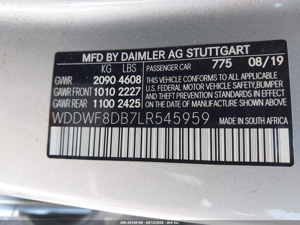 WDDWF8DB7LR545959 2020 MERCEDES-BENZ C 300 photo no. 9