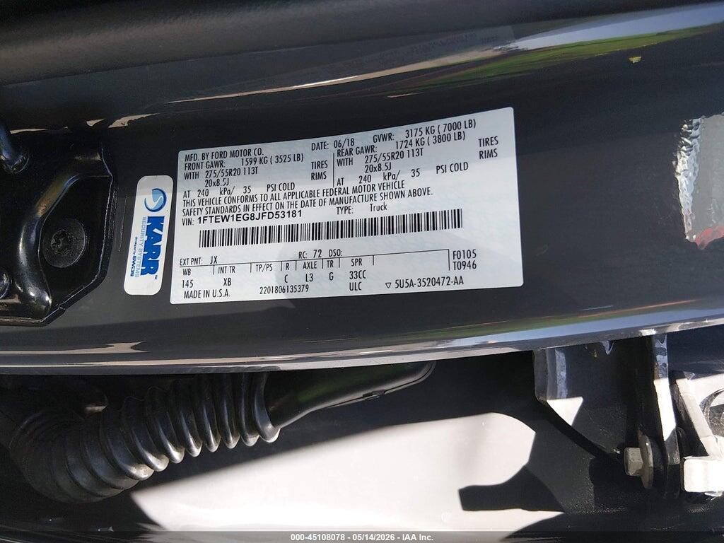 1FTEW1EG8JFD53181 2018 FORD F-150 photo no. 9
